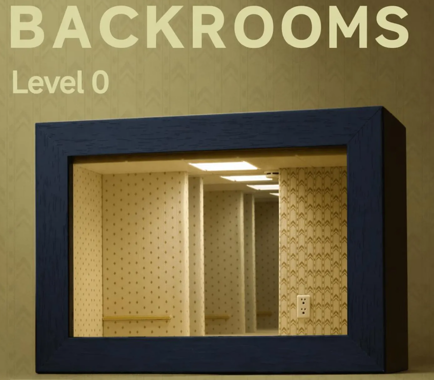 Backrooms Level 0 Miniature Room Decor – Infinite Mirror Shadow Box