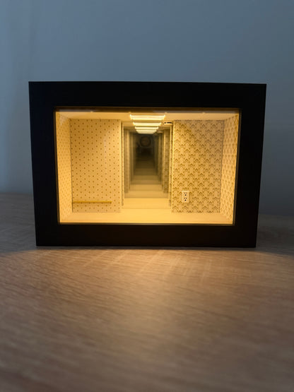 Backrooms Level 0 Miniature Room Decor – Infinite Mirror Shadow Box