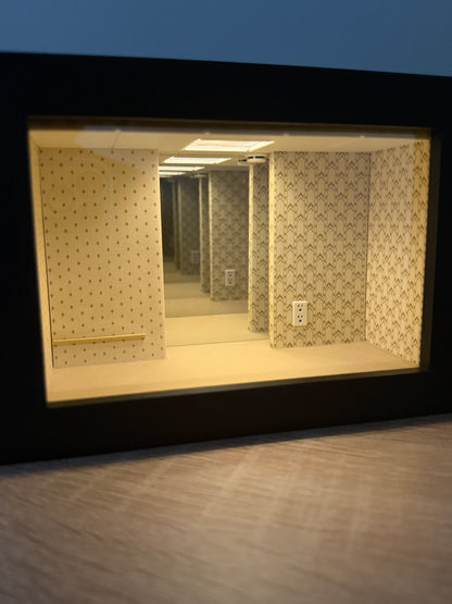 Backrooms Level 0 Miniature Room Decor – Infinite Mirror Shadow Box